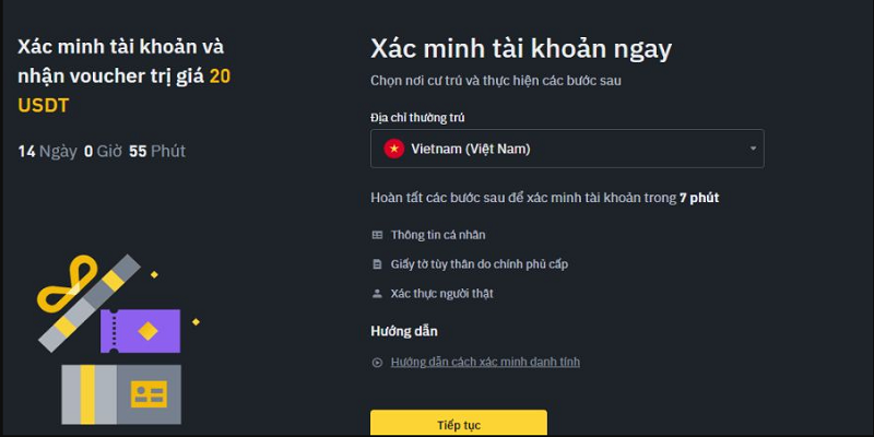 Xác minh tài khoản trên Binance