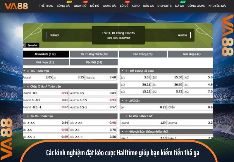 kèo cược Halftime